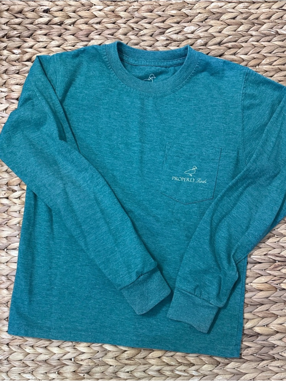 Properly Tied Kids' Long Sleeve Pocket Tee - Teal